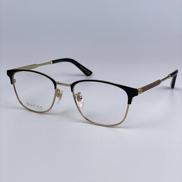 NEW Gucci GG0609OK 001 Unisex Metal Gold Black Eyeglasses